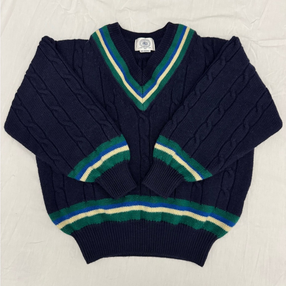 J Press All New Wool Cable Knit Cricket V Neck Sweater Women’s Size Small
